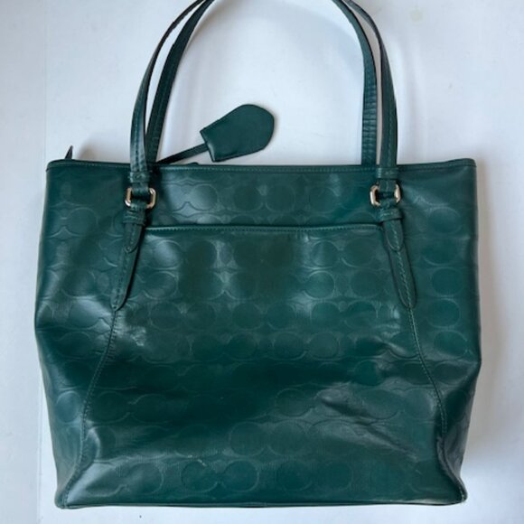 Coach Hunter Green Signature Leather Peyton Zip-Top Tote - Picture 2 of 14